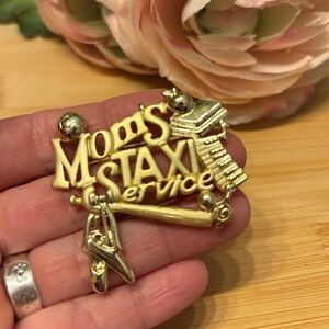 Vintage Gold Brooch "Mom's Taxi Service"